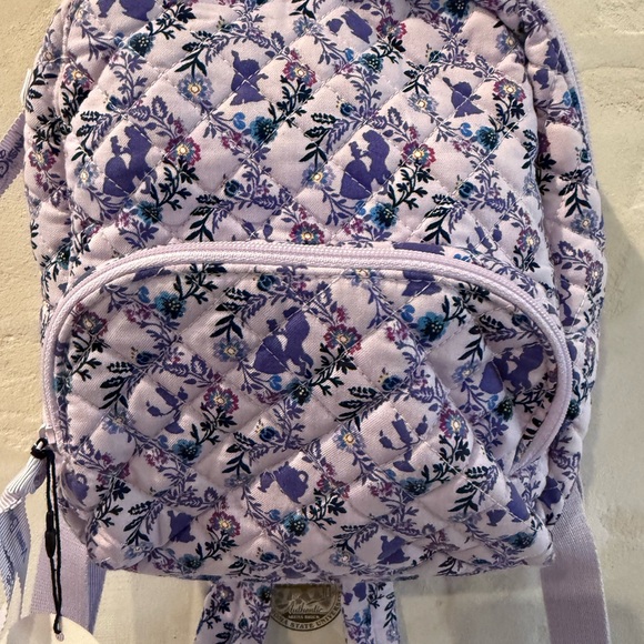 Floral Quilted Backpack in Purple and White - Picture 1 of 5